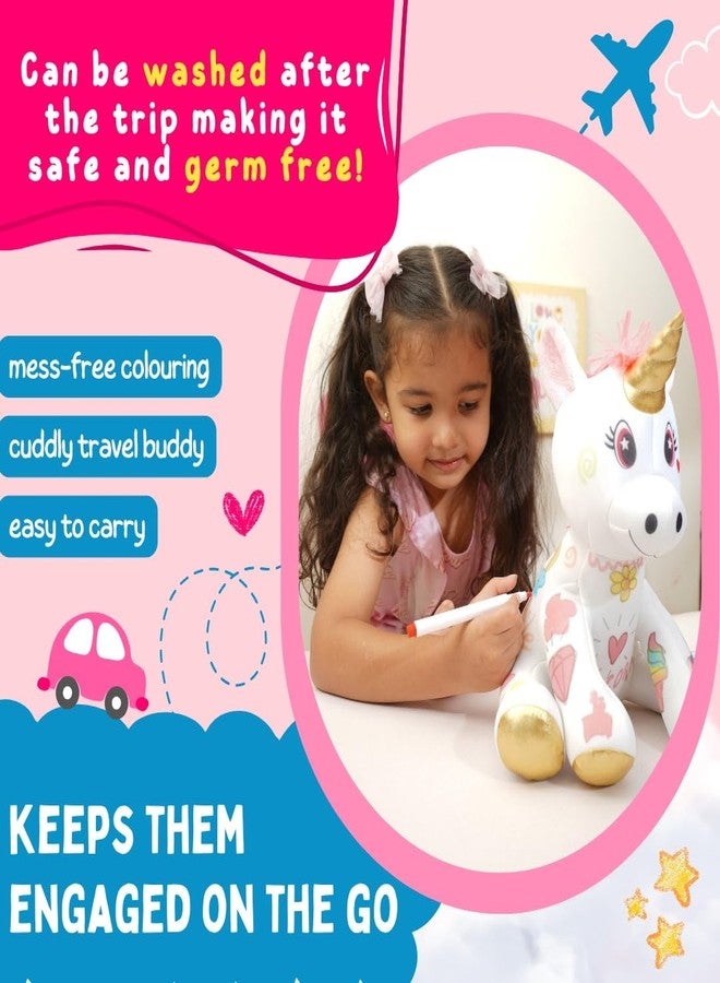PepPlay Redoobles Doodle Unicorn - Washable & Reusable Coloring with 4 Non-Toxic Washable Markers, Travel, Sensory, Fine Motor Skills, Gift for Girls & Boys Ages 3 4 5 6 7 8 Unicorn Gift for girls - Image 4